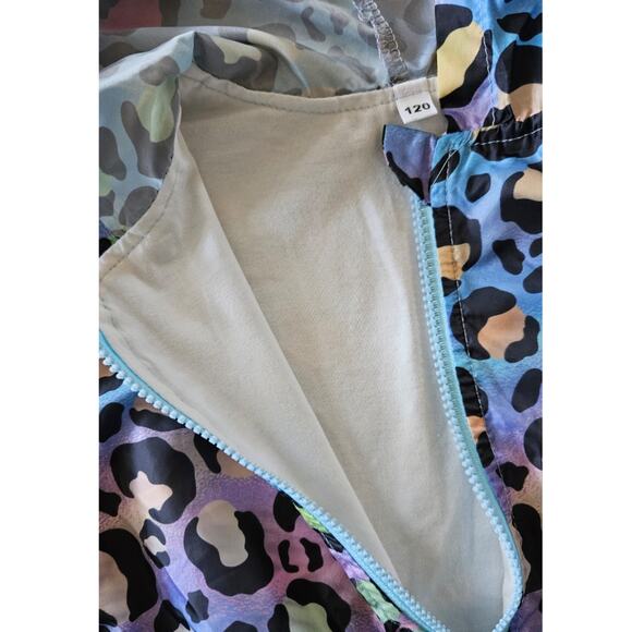 Shein Leopard Print Rainbow Windbreaker Jacket sz 5T - Picture 5 of 5